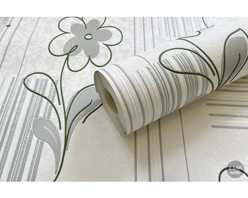 Rola de tapet cu model floral și dungi