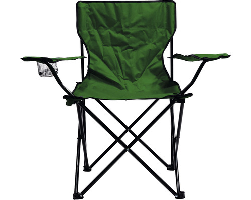 Scaun de camping verde cu suport pentru pahar