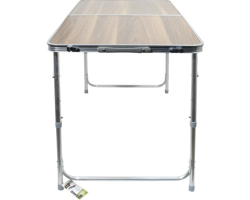 Masa pliabilă cu aspect de lemn și cadru din aluminiu