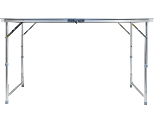 Masa pliabilă argintie cu picioare reglabile pe înălțime