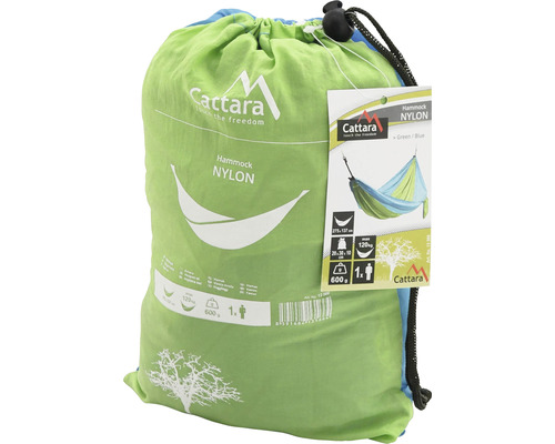 Hamac Cattara din nailon ambalat într-o geantă de transport