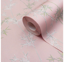 Rola tapetă roz cu model de bambus
