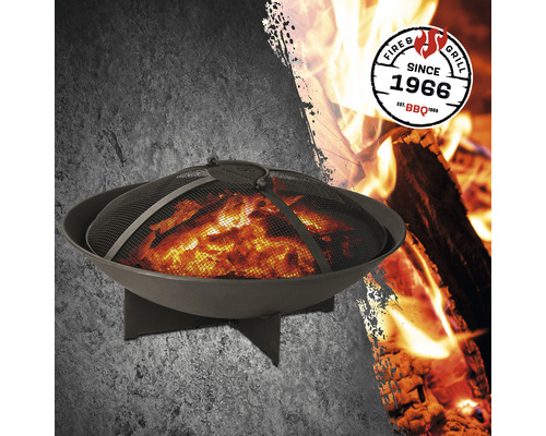 Focar cu protecție împotriva scânteilor și logo-ul Fire and Grill