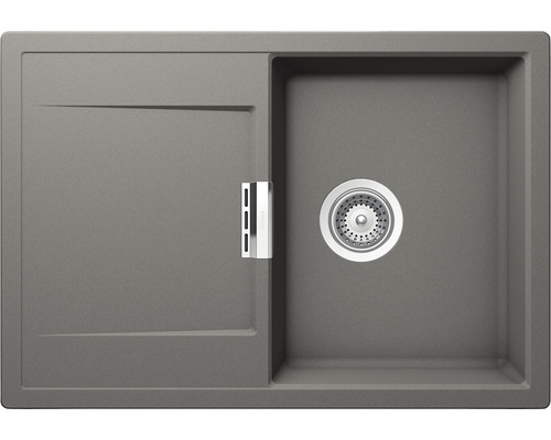 Chiuvetă bucătărie cristadur cu o cuvă Schock Mono D-100S 74x51 cm, cu picurător, reversibilă, Silverstone Chiuvetă bucătărie cristadur cu o cuvă Schock Mono D-100S 74x51 cm, cu picurător, reversibilă, Silverstone