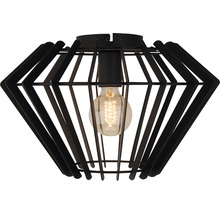 Plafonieră neagră cu design geometric și bec Edison