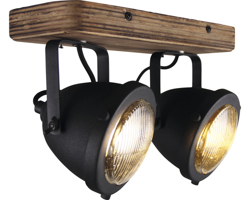 Plafonieră cu spoturi Bella GU10 max. 2x8W, negru/lemn