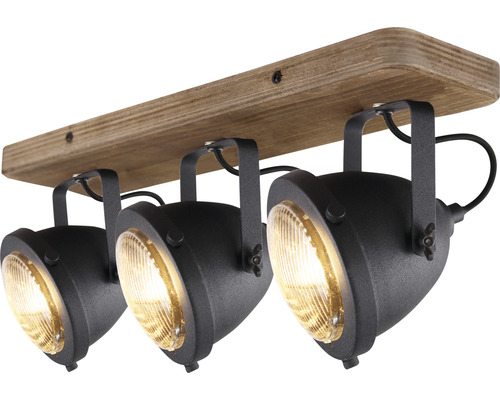 Plafonieră cu spoturi Bella GU10 max. 3x8W, negru/lemn