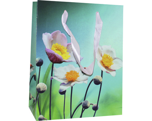 Sacou cadou cu model floral și mânere din bandă textilă