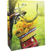 Pungă de cadou cu motiv de bicicletă și flori