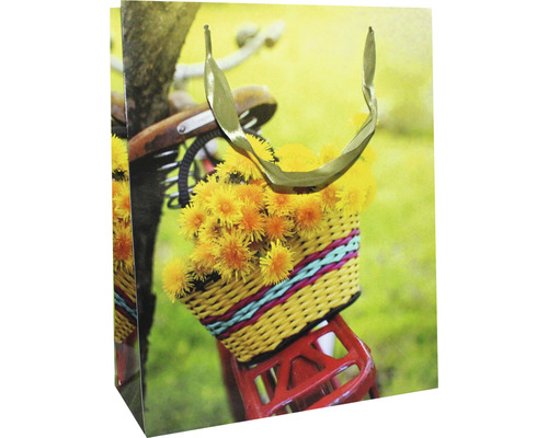 Pungă de cadou cu motiv de bicicletă și flori