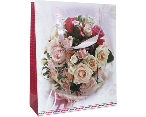 Sacosa de cadou cu motiv cu trandafiri