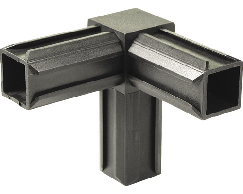 Conector țeavă pătrată tip „E” Alberts XD 30x30 mm, unghi 90°, plastic negru