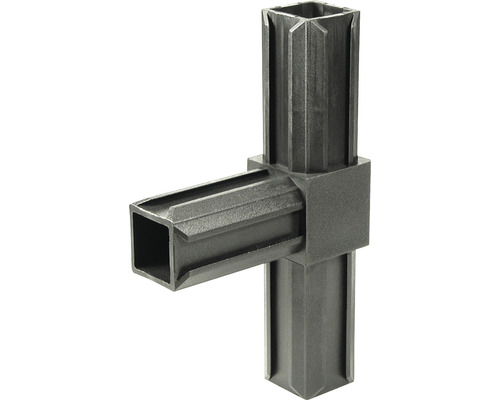Conector țeavă pătrată tip „T” Alberts XD 30x30 mm, unghi 90°, plastic negru