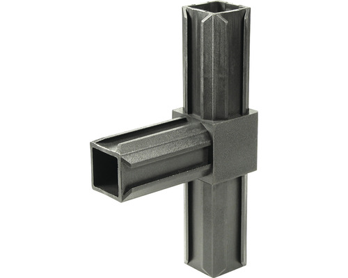 Conector țeavă pătrată tip „T” Alberts XD 30x30 mm, unghi 90°, plastic negru Element de conectare pentru țevi pătrate
