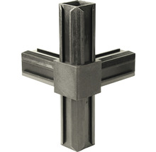 Conector țeavă pătrată tip „X” Alberts XD 30x30 mm, unghi 90°, plastic negru-thumb-0