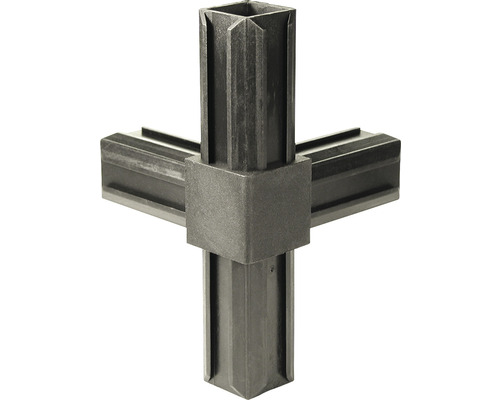 Conector țeavă pătrată tip „X” Alberts XD 30x30 mm, unghi 90°, plastic negru-0
