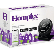 Termostat centrală programabil inteligent Homplex NX1 wireless negru-thumb-1