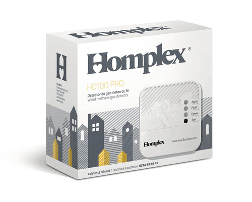 Detector de gaz metan cu fir Homplex HD100 PRO în ambalajul produsului