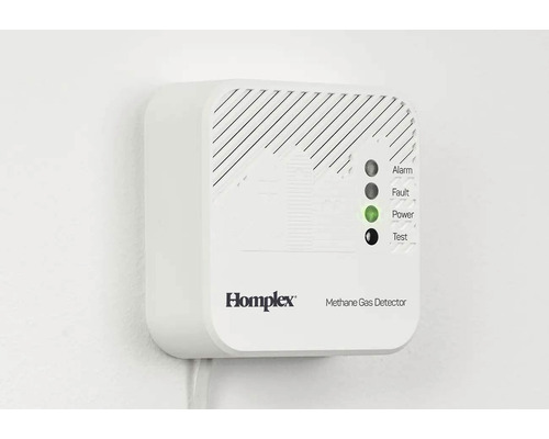 Detector de metan Homplex pentru montare pe perete cu indicatori de funcționare