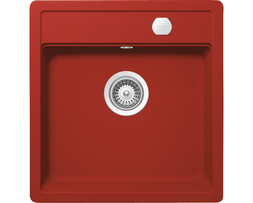 Chiuvetă bucătărie cristadur cu o cuvă Schock Mono N-100S 49x51 cm, fără picurător, roșu