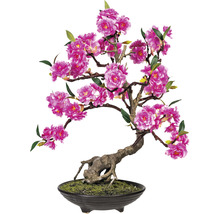 Bonsai artificial cu flori roz în ghiveci pentru decorare