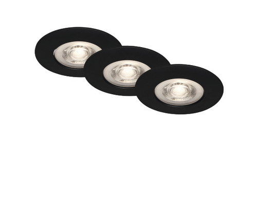 Spot LED încastrat Kulana 5W 460 lumeni IP44, 3000K variabile, Ø90 mm, negru, pachet 3 bucăți