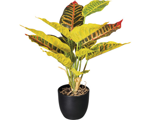 Plantă artificială Croton în ghiveci H 35 cm verde/ galben
