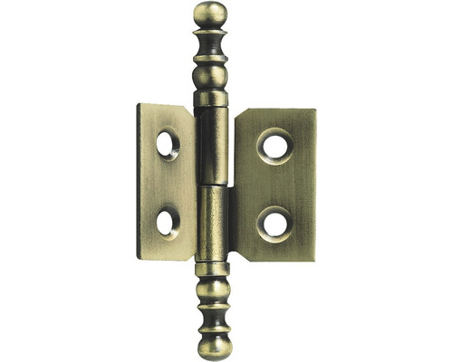 Balama semi-îngropată decorativă Hettich 30x40 mm, oțel brunat, tragere ușă spre stânga, pachet 10 bucăți Balama tijă culoare alamă cu cap sferic