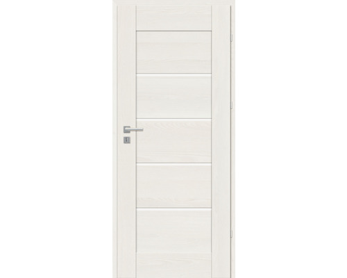 Foaie de ușă Classen frasin alb Falko MDF 203,5x74,4 cm dreapta Ușă de interior albă cu panouri orizontale și clanță
