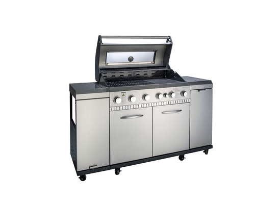 Bucătărie grătar din oțel inoxidabil cu capac deschis