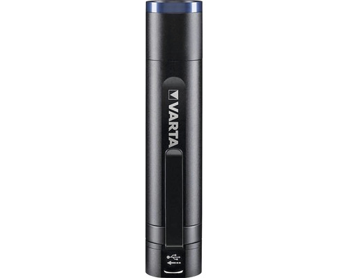 Logo Varta pe o lampă de tijă reîncărcabilă cu port USB