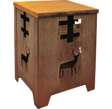 Măsuță laterală decorativă din metal, cu motive de cerb și decupaje geometrice