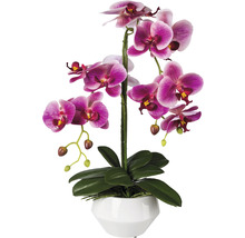 Plantă artificială Orhidee fluture Phalaenopsis în ghiveci H 52 cm roz