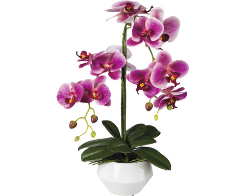 Plantă artificială Orhidee fluture Phalaenopsis în ghiveci H 52 cm roz