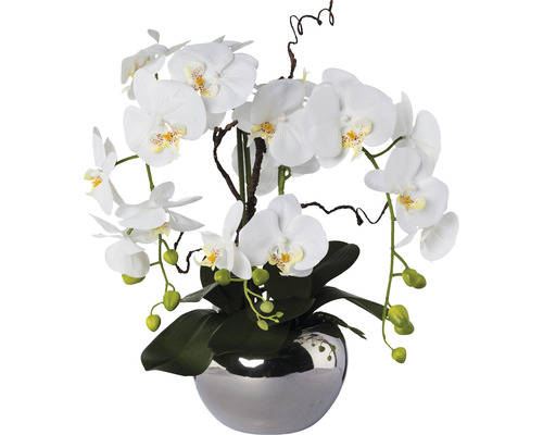 Plantă artificială Orhidee fluture Phalaenopsis în ghiveci H 55 cm alb
