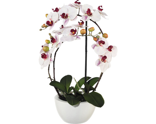 Plantă artificială Orhidee fluture Phalaenopsis în vas ceramic H 52 cm roz