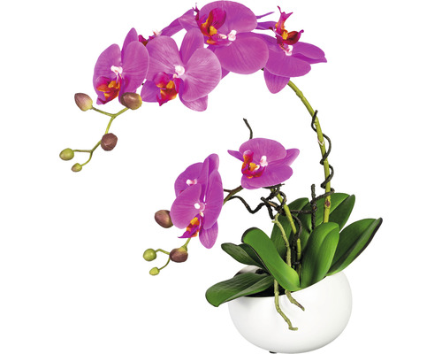 Plantă artificială Orhidee fluture Phalaenopsis în vas H 42 cm lila