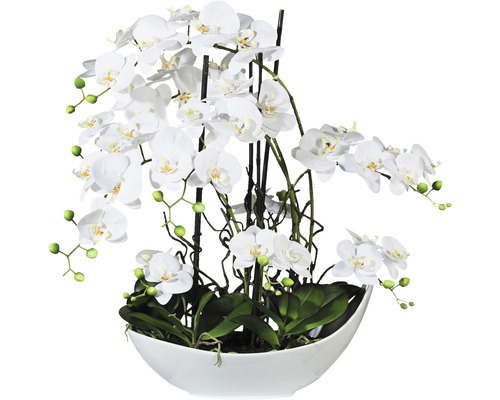 Aranjament artificial Orhidee Phalaenopsis în vas H 68 cm alb