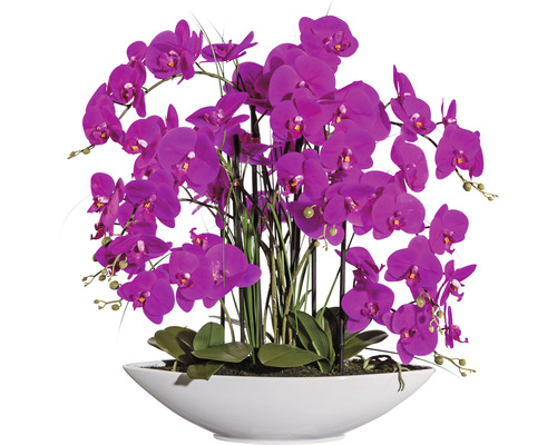 Plantă artificială Orhidee fluture Phalaenopsis în vas 8 ramuri H 70 cm lila