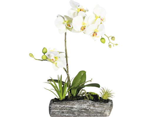 Aranjament artificial Orhidee Phalaenopsis în vas H 40 cm alb