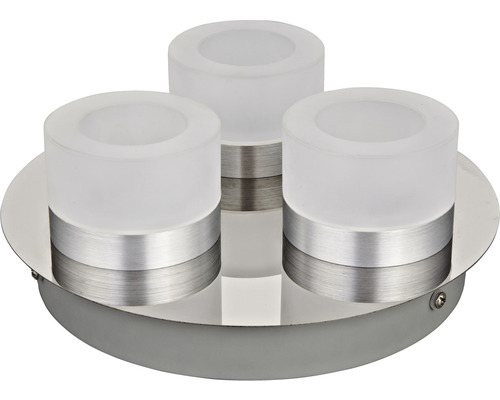 Plafonieră cu LED integrat Azimech 3x6W 630 lumeni, pentru baie IP44, crom/alb Plafonieră cu trei lămpi din sticlă și metal