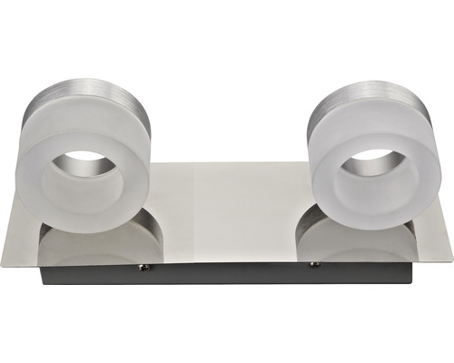 Aplică baie de perete crom cu LED integrat Kynosural 2x6,5W 630 lumeni IP44 Lumină de perete dublă cu cilindri de sticlă