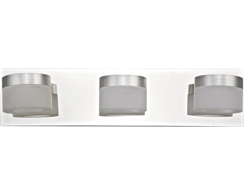 Aplică baie de perete crom cu LED integrat Kynosural 3x6,3W 630 lumeni IP44 Lumină de perete cu trei lămpi cu abajur de sticlă
