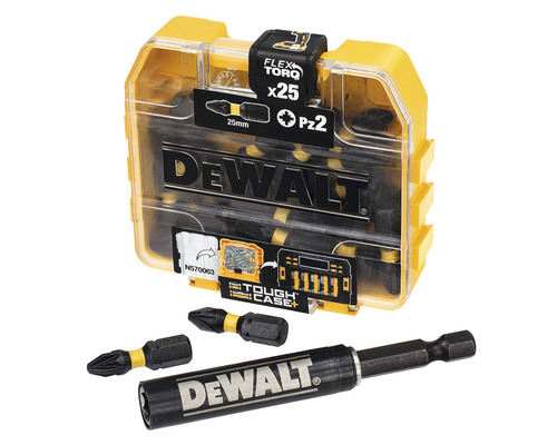 Set de biți Dewalt Flex Torq cu 25 de piese și suport de biți în cutie de depozitare