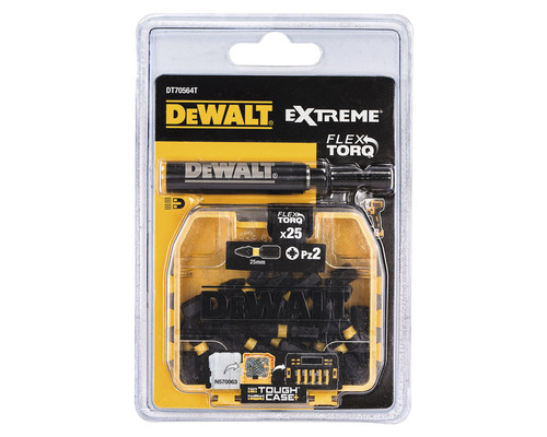 Set de biți pentru șurubelniță DeWalt Extreme Flex Torq cu 25 de bucăți în ambalaj