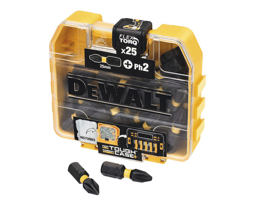 Set biți DeWALT DT70586T-QZ, 25 piese, fără prelungitor Set de biți Dewalt Flex Torq cu 25 de piese în cutie de depozitare galbenă