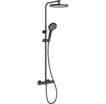 Sistem de duș cu termostat AVITAL Verdon, duș fix Ø26 cm, pară duș 3 funcții, furtun duș 1,5 m, negru mat-thumb-0
