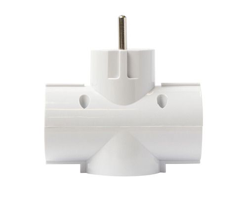 Adaptor alb de priză Schuko cu trei sloturi