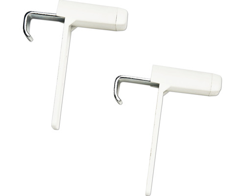 Două cârlige de tablou albe cu cârlige din oțel