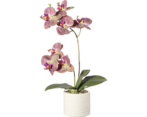Plantă artificială Orhidee fluture Phalaenopsis în vas H 45 cm roz